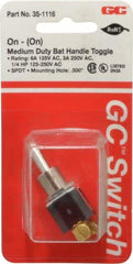 GC/Waldom - SPDT Medium Duty On-On Toggle Switch - Screw Terminal, Bat Handle Actuator, 1/4 hp at 125/250 VAC hp, 125 VAC at 6 A & 250 VAC at 3 A - Industrial Tool & Supply
