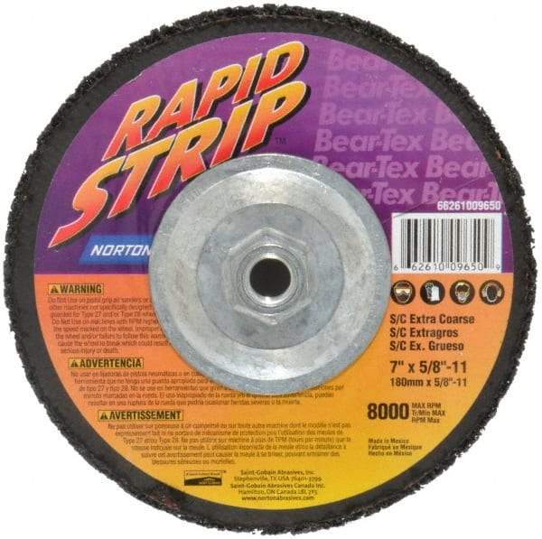 Norton - 7" Wheel Diam, 1/2" Wheel Thickness, Type 27 Depressed Center Wheel - Silicon Carbide, 8,000 Max RPM, Compatible with Angle Grinder, Drill, Flexible Shaft Motor & Straight Shaft Grinder - Industrial Tool & Supply