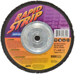 Norton - 7" Wheel Diam, 1/2" Wheel Thickness, Type 27 Depressed Center Wheel - Silicon Carbide, 8,000 Max RPM, Compatible with Angle Grinder, Drill, Flexible Shaft Motor & Straight Shaft Grinder - Industrial Tool & Supply