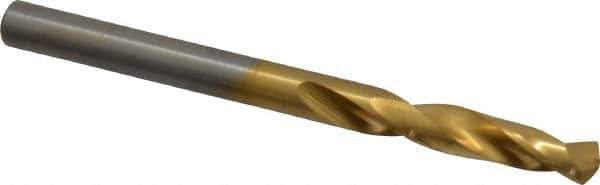Chicago-Latrobe - 11/64" 135° Spiral Flute High Speed Steel Screw Machine Drill Bit - TiN Finish, Right Hand Cut, 1-1/16" Flute Length, 2-1/8" OAL, Split Point, Straight Shank - Industrial Tool & Supply