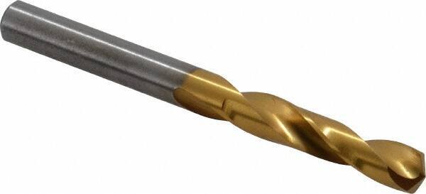 Chicago-Latrobe - 0.234" 135° Spiral Flute High Speed Steel Screw Machine Drill Bit - TiN Finish, Right Hand Cut, 1-5/16" Flute Length, 2-7/16" OAL, Split Point, Straight Shank - Industrial Tool & Supply