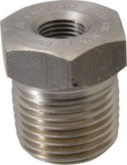 Merit Brass - 1/2 x 1/8" Grade 316/316L Stainless Steel Pipe Hex Bushing - MNPT x FNPT End Connections, 3,000 psi - Industrial Tool & Supply