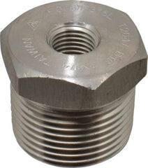 Merit Brass - 1 x 1/4" Grade 316/316L Stainless Steel Pipe Hex Bushing - MNPT x FNPT End Connections, 3,000 psi - Industrial Tool & Supply
