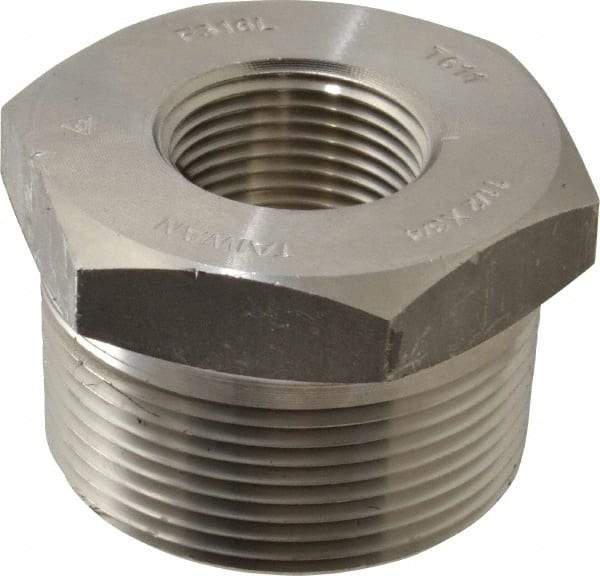Merit Brass - 1-1/2 x 3/4" Grade 316/316L Stainless Steel Pipe Hex Bushing - MNPT x FNPT End Connections, 3,000 psi - Industrial Tool & Supply