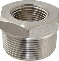 Merit Brass - 1-1/2 x 1" Grade 316/316L Stainless Steel Pipe Hex Bushing - MNPT x FNPT End Connections, 3,000 psi - Industrial Tool & Supply