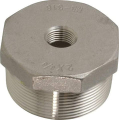Merit Brass - 2 x 3/8" Grade 316 Stainless Steel Pipe Hex Bushing - MNPT x FNPT End Connections, 150 psi - Industrial Tool & Supply