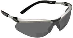 3M - +2.5, Gray Lenses, Scratch Resistant, Framed Magnifying Safety Glasses - UV Protection, Adjustable Temples, Silver/Black Plastic Frame, ANSI Z87.1-2003 - Industrial Tool & Supply