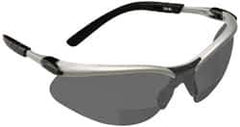 3M - +2.5, Gray Lenses, Scratch Resistant, Framed Magnifying Safety Glasses - UV Protection, Adjustable Temples, Silver/Black Plastic Frame, ANSI Z87.1-2003 - Industrial Tool & Supply