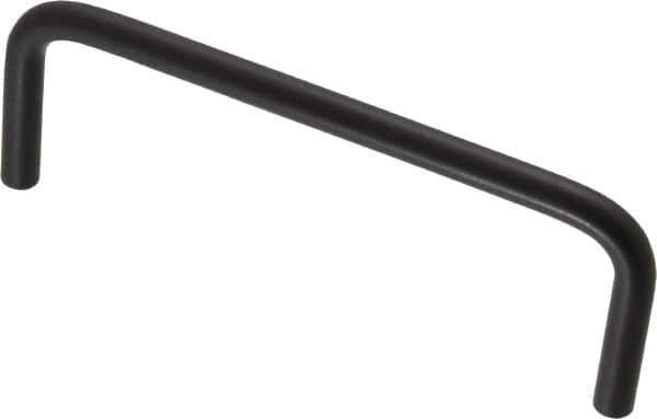 Amatom Electronic Hardware - 4-1/4" Long x 1-1/2" High, Round Handle - Black Anodized, Aluminum, 4" Center to Center - Industrial Tool & Supply