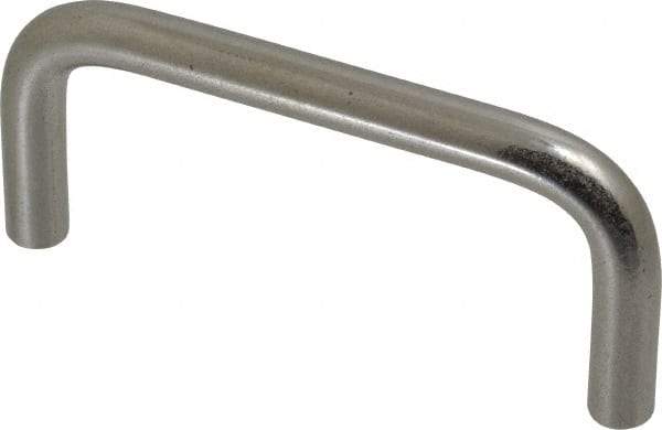 Amatom Electronic Hardware - 3-5/16" Long x 1-1/2" High, Round Handle - Clear Passivated, Stainless Steel, 3" Center to Center - Industrial Tool & Supply