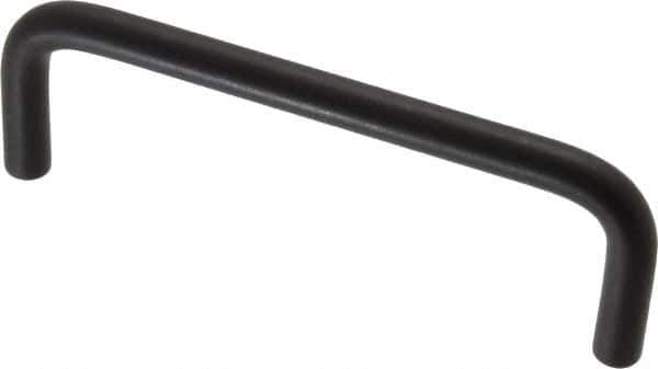 Amatom Electronic Hardware - 4-5/16" Long x 1-1/2" High, Round Handle - Black Anodized, Aluminum, 4" Center to Center - Industrial Tool & Supply