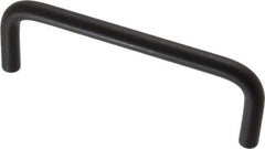 Amatom Electronic Hardware - 4-5/16" Long x 1-1/2" High, Round Handle - Black Anodized, Aluminum, 4" Center to Center - Industrial Tool & Supply