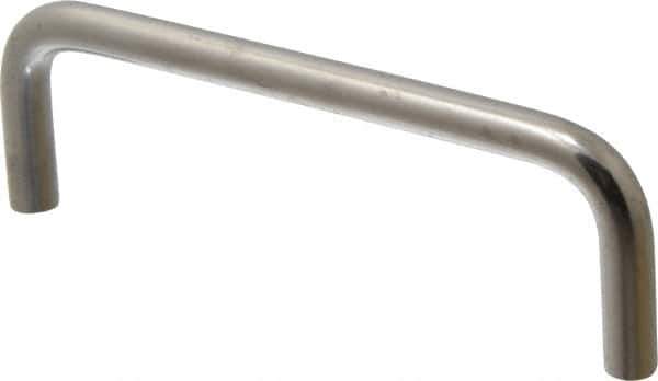 Amatom Electronic Hardware - 4-9/16" Long x 1-1/2" High, Round Handle - Clear Passivated, Stainless Steel, 4-1/4" Center to Center - Industrial Tool & Supply