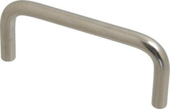 Amatom Electronic Hardware - 4-3/8" Long x 1-7/8" High, Round Handle - Clear Passivated, Stainless Steel, 4" Center to Center - Industrial Tool & Supply