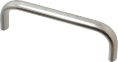 Amatom Electronic Hardware - 4-9/32" Long x 0.44" Wide x 1-9/32" High, Oval Handle - Clear Passivated, Stainless Steel, 4" Center to Center - Industrial Tool & Supply