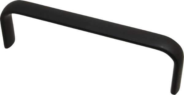 Amatom Electronic Hardware - 6-9/32" Long x 0.63" Wide x 2" High, Oval Handle - Black Anodized, Aluminum, 6" Center to Center - Industrial Tool & Supply