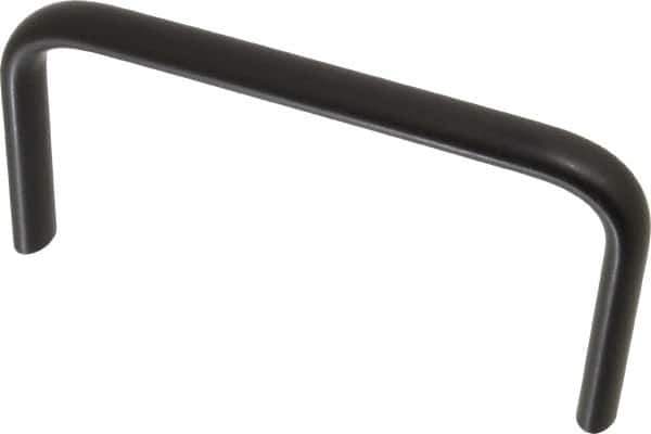 Amatom Electronic Hardware - 6-3/8" Long x 0.63" Wide x 3" High, Oval Handle - Black Anodized, Aluminum, 6" Center to Center - Industrial Tool & Supply
