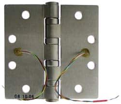 Stanley - 4-1/2" Long x 4-1/2" Wide Steel Full Mortise, Concealed Electric Commercial Hinge - Industrial Tool & Supply