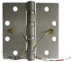 Stanley - 4-1/2" Long x 4-1/2" Wide Steel Full Mortise, Concealed Electric Commercial Hinge - Industrial Tool & Supply