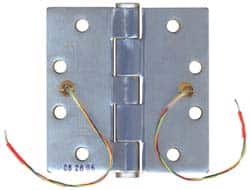 Stanley - 4-1/2" Long x 4-1/2" Wide Steel Full Mortise, Concealed Electric Commercial Hinge - Industrial Tool & Supply