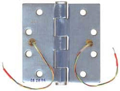 Stanley - 4-1/2" Long x 4-1/2" Wide Steel Full Mortise, Concealed Electric Commercial Hinge - Industrial Tool & Supply
