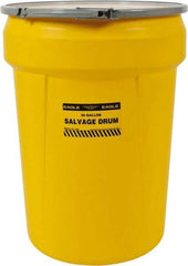 Eagle - 30 Gallon Capacity, Metal Lever Lock, Yellow Salvage Drum - 5 Gallon Container, Polyethylene, 220 Lb. Capacity, UN 1H2/X100/S Listing - Industrial Tool & Supply