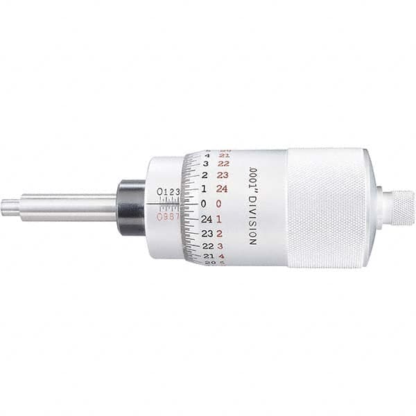 Starrett - 2 Inch, 2-1/16 Inch Plain Thimble, 5/16 Inch Diameter x 2-7/16 Inch Long Spindle, Mechanical Micrometer Head - Industrial Tool & Supply