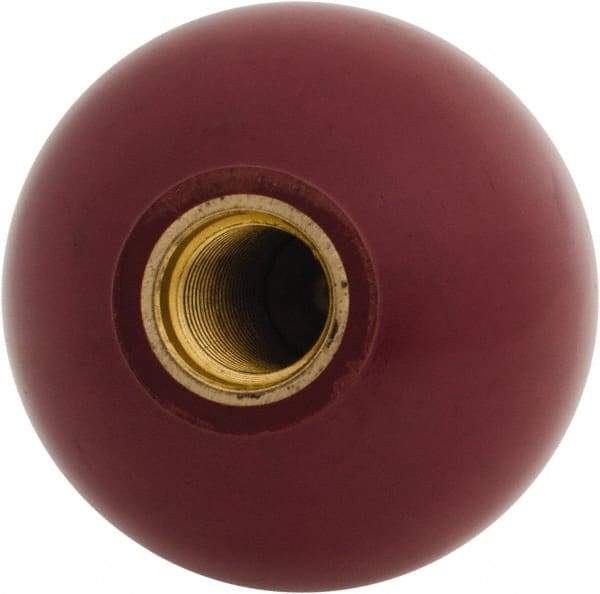 Gibraltar - 1/2-20 Thread, 1-15/16" Diam, 1-27/32" High, Female Insert Ball Knob - Red, Phenolic, Smooth Grip, 1-1/8" Hole Depth - Industrial Tool & Supply