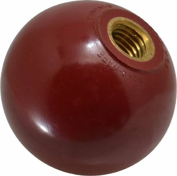 Gibraltar - M12x1.75 Thread, 1-15/16" Diam, 1-27/32" High, Female Insert Ball Knob - Red, Phenolic, Smooth Grip, 18mm Hole Depth - Industrial Tool & Supply