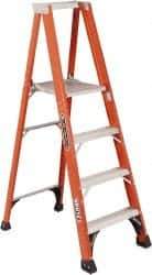 Louisville - 3 Steps, 3' High, Type IAA Rating, Fiberglass Platform Ladder - 375 Lb Capacity, 23-5/8" Base Width - Industrial Tool & Supply