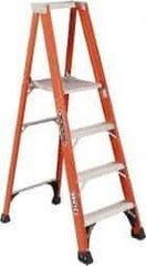 Louisville - 5 Steps, 5' High, Type IAA Rating, Fiberglass Platform Ladder - 375 Lb Capacity, 26-5/8" Base Width - Industrial Tool & Supply