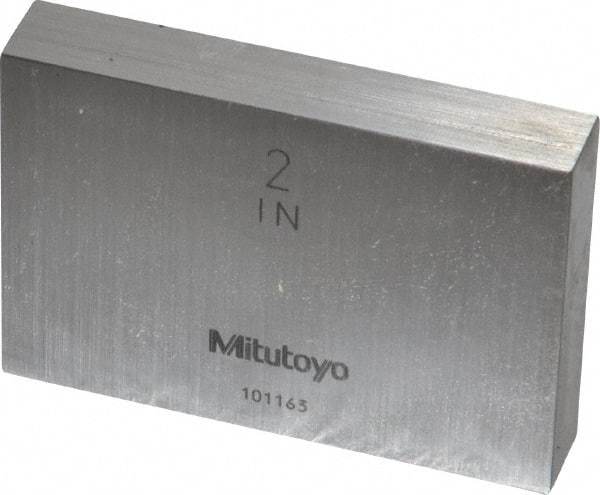 Mitutoyo - 2" Rectangular Steel Gage Block - Accuracy Grade 0, Includes Certificate of Inspection - Industrial Tool & Supply