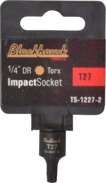 Blackhawk by Proto - 1/4" Drive, T27 Impact Torx Bit Socket - 1-3/16" OAL - Industrial Tool & Supply