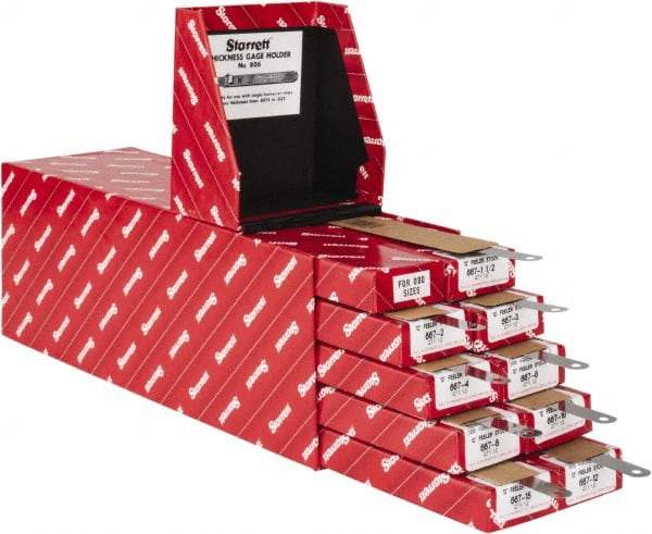 Starrett - 108 Piece, 0.0015 to 0.015" Thick, Parallel Feeler Gage Set - 12" Leaf Length, 1/2" Wide, Tempered Steel - Industrial Tool & Supply