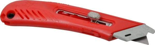 PHC - Retractable Utility Knife - 1-5/8" Blade, Red Plastic Handle, 1 Blade Included - Industrial Tool & Supply