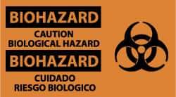 NMC - "Biohazard - Caution - Biological Hazard", 10" Long x 18" Wide, Pressure-Sensitive Vinyl Safety Sign - Rectangle, 0.004" Thick, Use for Hazardous Materials - Industrial Tool & Supply