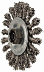 Anderson - 4" OD, 5/8-11 Arbor Hole, Knotted Stainless Steel Wheel Brush - 3/8" Face Width, 1" Trim Length, 0.02" Filament Diam, 20,000 RPM - Industrial Tool & Supply