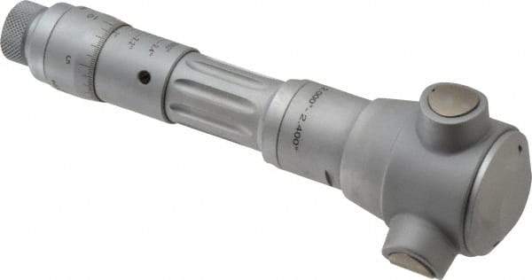 TESA Brown & Sharpe - 2 to 2.4", 3" Gage Depth, Mechanical Inside Hole Micrometer - 0.0002" Graduation, Ratchet Stop Thimble - Industrial Tool & Supply