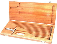 TESA Brown & Sharpe - 0 to 12" Range, 12 Rod, Satin Chrome Finish Mechanical Depth Micrometer - Friction Thimble, 2-1/2" Base Length, 0.001" Graduation, 1/8" Rod Diam - Industrial Tool & Supply