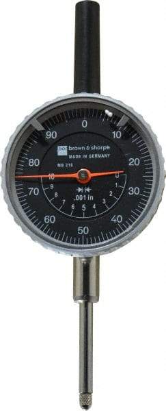 TESA Brown & Sharpe - 1" Range, 0-100 Dial Reading, 0.001" Graduation Dial Drop Indicator - 2-1/4" Dial, 0.1" Range per Revolution, Revolution Counter - Industrial Tool & Supply