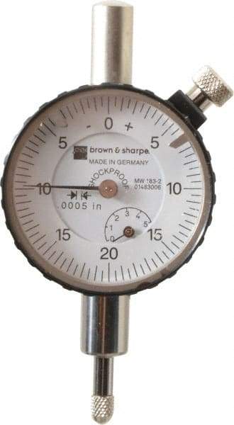 TESA Brown & Sharpe - 1/4" Range, 0-25-0 Dial Reading, 0.0005" Graduation Dial Drop Indicator - 1-11/16" Dial, 0.05" Range per Revolution, Revolution Counter - Industrial Tool & Supply