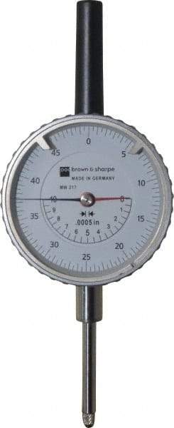 TESA Brown & Sharpe - 1" Range, 0-50 Dial Reading, 0.0005" Graduation Dial Drop Indicator - 2-1/4" Dial, 0.05" Range per Revolution, Revolution Counter - Industrial Tool & Supply