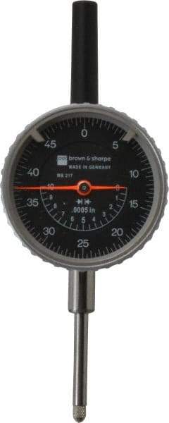 TESA Brown & Sharpe - 1" Range, 0-50 Dial Reading, 0.0005" Graduation Dial Drop Indicator - 2-1/4" Dial, 0.05" Range per Revolution, Revolution Counter - Industrial Tool & Supply