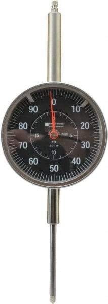 TESA Brown & Sharpe - 2" Range, 0-100 Dial Reading, 0.001" Graduation Dial Drop Indicator - 3" Dial, 0.1" Range per Revolution, Revolution Counter - Industrial Tool & Supply