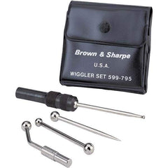 TESA Brown & Sharpe - Single End, Center Finder Set Mechanical - 0.25 Inch Head Diameter, Ball, Conical, Disc Head Type, Includes 4 Attachments, Case, Holder, 4 Pieces - Industrial Tool & Supply