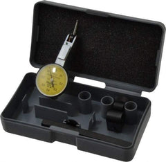 TESA Brown & Sharpe - 0.8 mm Range, 0.01 mm Dial Graduation, Horizontal Dial Test Indicator - 28 mm Yellow Dial, 0-0.4-0 Dial Reading, 0.01 mm - Industrial Tool & Supply