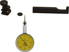 TESA Brown & Sharpe - 0.8 mm Range, 0.01 mm Dial Graduation, Horizontal Dial Test Indicator - 38 mm Yellow Dial, 0-0.4-0 Dial Reading, 0.01 mm - Industrial Tool & Supply