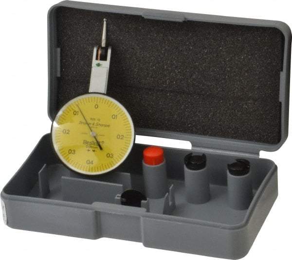 TESA Brown & Sharpe - 0.8 mm Range, 0.01 mm Dial Graduation, Horizontal Dial Test Indicator - 38 mm White Dial, 0-0.4-0 Dial Reading, 0.01 mm - Industrial Tool & Supply