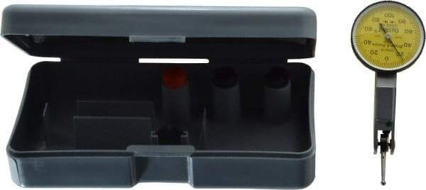 TESA Brown & Sharpe - 0.2 mm Range, 0.002 mm Dial Graduation, Horizontal Dial Test Indicator - 28 mm White Dial, 0-100-0 Dial Reading, 0.002 mm - Industrial Tool & Supply