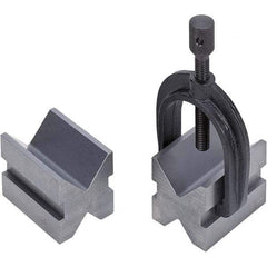 TESA Brown & Sharpe - 1-1/2" Max Capacity, 90° Angle, Mild Steel V-Block - 2" Long x 1-1/2" Wide x 1-1/2" High, Sold as 2 Block Set - Industrial Tool & Supply